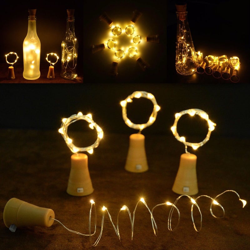 NiniTe LIGHTS 6 عبوات من أضواء زجاجات النبيذ بالطاقة الشمسية، 20 مصباح LED مقاوم للماء مع سدادات نحاسية للأعراس، عيد الميلاد، الهواء الطلق، العطلات، الحديقة، الفناء، ديكور الممر (أبيض دافئ) - Image 4
